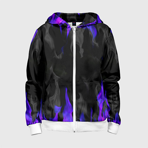 Детская толстовка на молнии Неоновый огонь и дым / 3D-Белый – фото 1