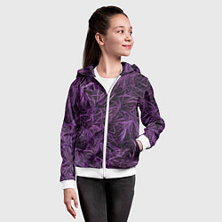 Толстовка на молнии детская Фиолетовая трава на чёрном фоне, цвет: 3D-белый — фото 2