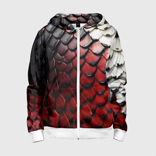 Детская толстовка на молнии Змеиная броня / 3D-Белый – фото 1