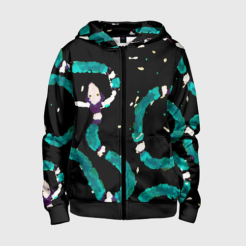 Детская толстовка на молнии Змейки на охоте / 3D-Черный – фото 1