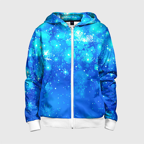 Детская толстовка на молнии Морозное свечение / 3D-Белый – фото 1