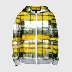 Толстовка на молнии детская Чёрные полосы на жёлто-белом фоне, цвет: 3D-меланж