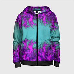 Толстовка на молнии детская Фиолетовое пламя, цвет: 3D-черный