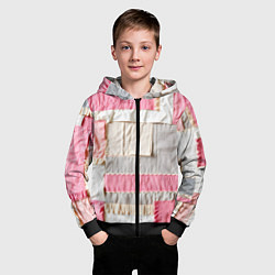 Толстовка на молнии детская Розовый пэчворк, цвет: 3D-черный — фото 2