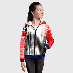 Толстовка на молнии детская Красно-чёрный гранж на белом фоне, цвет: 3D-синий — фото 2