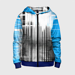 Толстовка на молнии детская Сине-чёрный гранж на белом фоне, цвет: 3D-синий