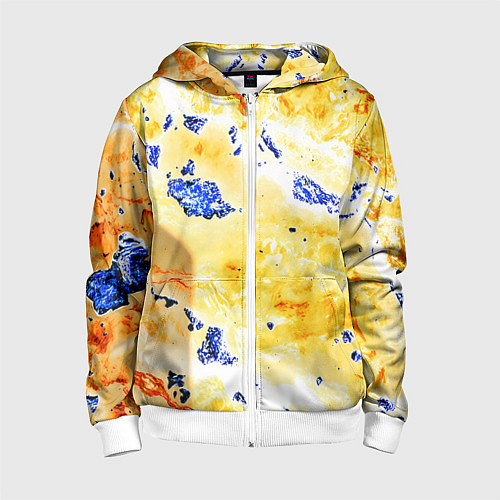 Детская толстовка на молнии Сине-золотая абстракция / 3D-Белый – фото 1
