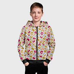 Толстовка на молнии детская Разноцветный леопардовый узор, цвет: 3D-черный — фото 2