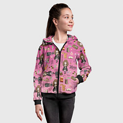 Толстовка на молнии детская Паттерн с Гермионой из Гарри Поттер, цвет: 3D-черный — фото 2