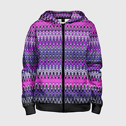 Толстовка на молнии детская Сиренево-розовый узоры, цвет: 3D-черный