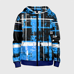 Детская толстовка на молнии Сине-белый гранж на чёрном фоне