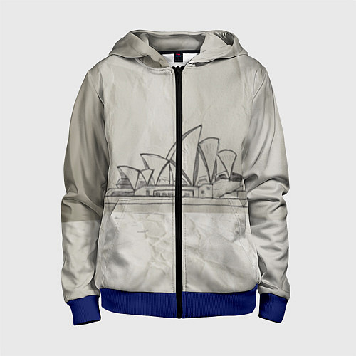 Детская толстовка на молнии Сидней / 3D-Синий – фото 1