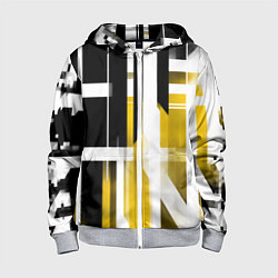 Толстовка на молнии детская Чёрно-жёлтые вертикальные и горизонтальные полосы, цвет: 3D-меланж