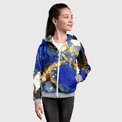 Толстовка на молнии детская Золотой минерал в синем камне, цвет: 3D-меланж — фото 2