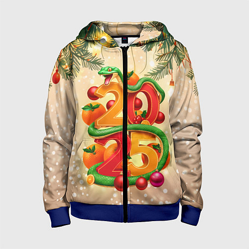 Детская толстовка на молнии Веселая змея 2025 / 3D-Синий – фото 1