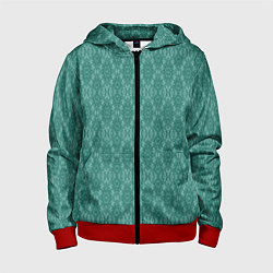 Толстовка на молнии детская Бирюзово зеленый геометрический абстрактный узор, цвет: 3D-красный