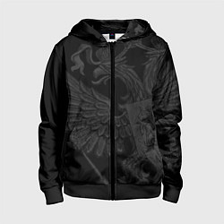 Толстовка на молнии детская Герб России - черный минимализм, цвет: 3D-черный