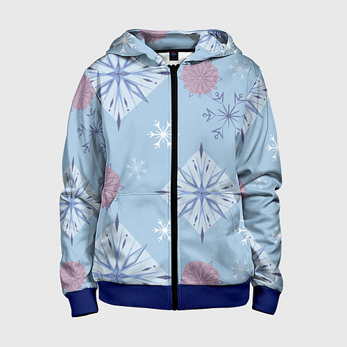 Детская толстовка на молнии Снежинки Эльзы / 3D-Синий – фото 1