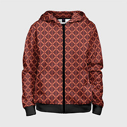 Детская толстовка на молнии Тёмно-красный полосы ромбы