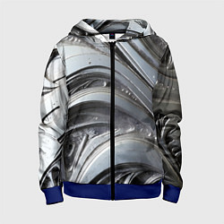 Детская толстовка на молнии Полированный серебряный металл