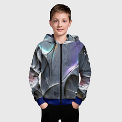 Толстовка на молнии детская Полированный серебряный металл, цвет: 3D-синий — фото 2