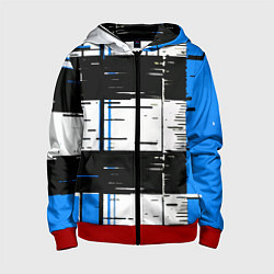 Толстовка на молнии детская Синие и чёрные полосы на белом фоне, цвет: 3D-красный