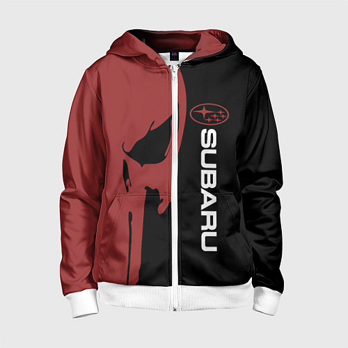 Детская толстовка на молнии Subaru и череп / 3D-Белый – фото 1