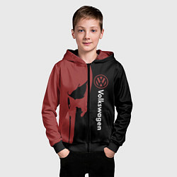 Толстовка на молнии детская Volkswagen и череп, цвет: 3D-черный — фото 2