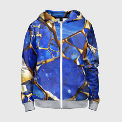 Толстовка на молнии детская A gold mineral in a blue stone, цвет: 3D-меланж