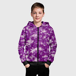 Толстовка на молнии детская Снежинки глитч, цвет: 3D-черный — фото 2