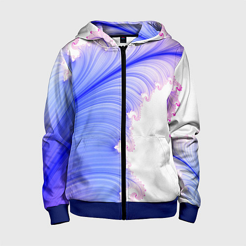 Детская толстовка на молнии Узоры неон фрактал / 3D-Синий – фото 1