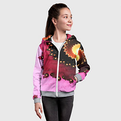 Толстовка на молнии детская Фрактал узор розовый, цвет: 3D-меланж — фото 2
