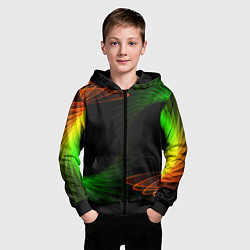 Толстовка на молнии детская Оптический дым текстура, цвет: 3D-черный — фото 2