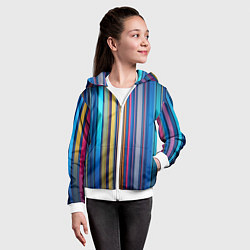 Толстовка на молнии детская Яркие вертикальные линии, цвет: 3D-белый — фото 2