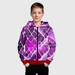 Толстовка на молнии детская Фиолетовые рельефные плитки и белое свечение, цвет: 3D-красный — фото 2