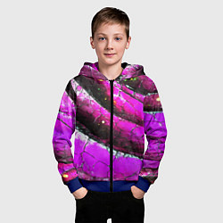 Толстовка на молнии детская Розовая волнистая абстракция, цвет: 3D-синий — фото 2