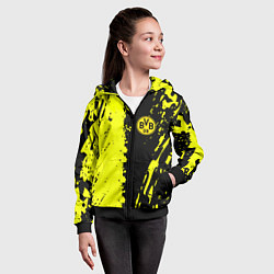 Толстовка на молнии детская Borussia краски текстура, цвет: 3D-черный — фото 2