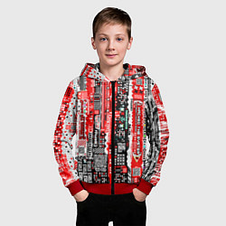 Толстовка на молнии детская Киберпанк паттерн красный, цвет: 3D-красный — фото 2
