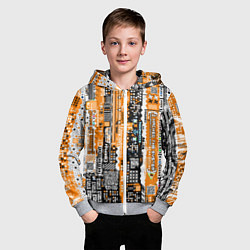 Толстовка на молнии детская Киберпанк паттерн жёлтый, цвет: 3D-меланж — фото 2