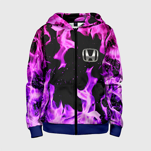 Детская толстовка на молнии Honda flame pink / 3D-Синий – фото 1