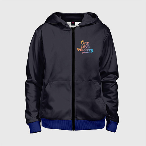 Детская толстовка на молнии One love forever / 3D-Синий – фото 1
