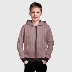 Толстовка на молнии детская Пыльно-розовый в тонкую полоску, цвет: 3D-черный — фото 2
