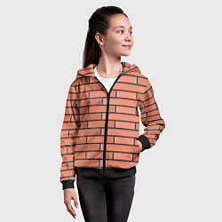 Толстовка на молнии детская Кирпичная кладка строителя от Бога, цвет: 3D-черный — фото 2