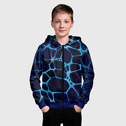 Толстовка на молнии детская Aqua - абстракция, цвет: 3D-синий — фото 2