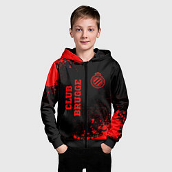 Толстовка на молнии детская Club Brugge - red gradient вертикально, цвет: 3D-черный — фото 2
