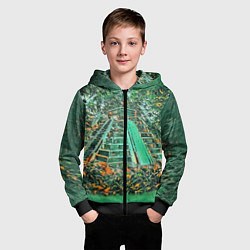 Толстовка на молнии детская Башня в джунглях, цвет: 3D-черный — фото 2