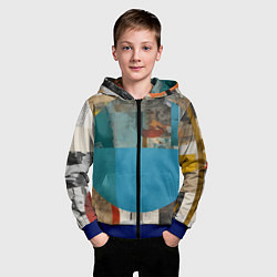 Толстовка на молнии детская Абстрактный ретро коллаж, цвет: 3D-синий — фото 2