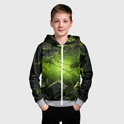 Толстовка на молнии детская Зеленые разбитые плиты, цвет: 3D-меланж — фото 2