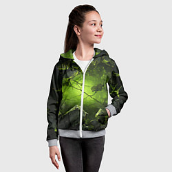 Толстовка на молнии детская Зеленые разбитые плиты, цвет: 3D-меланж — фото 2