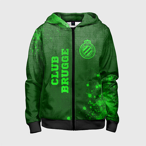 Детская толстовка на молнии Club Brugge - green gradient вертикально / 3D-Черный – фото 1